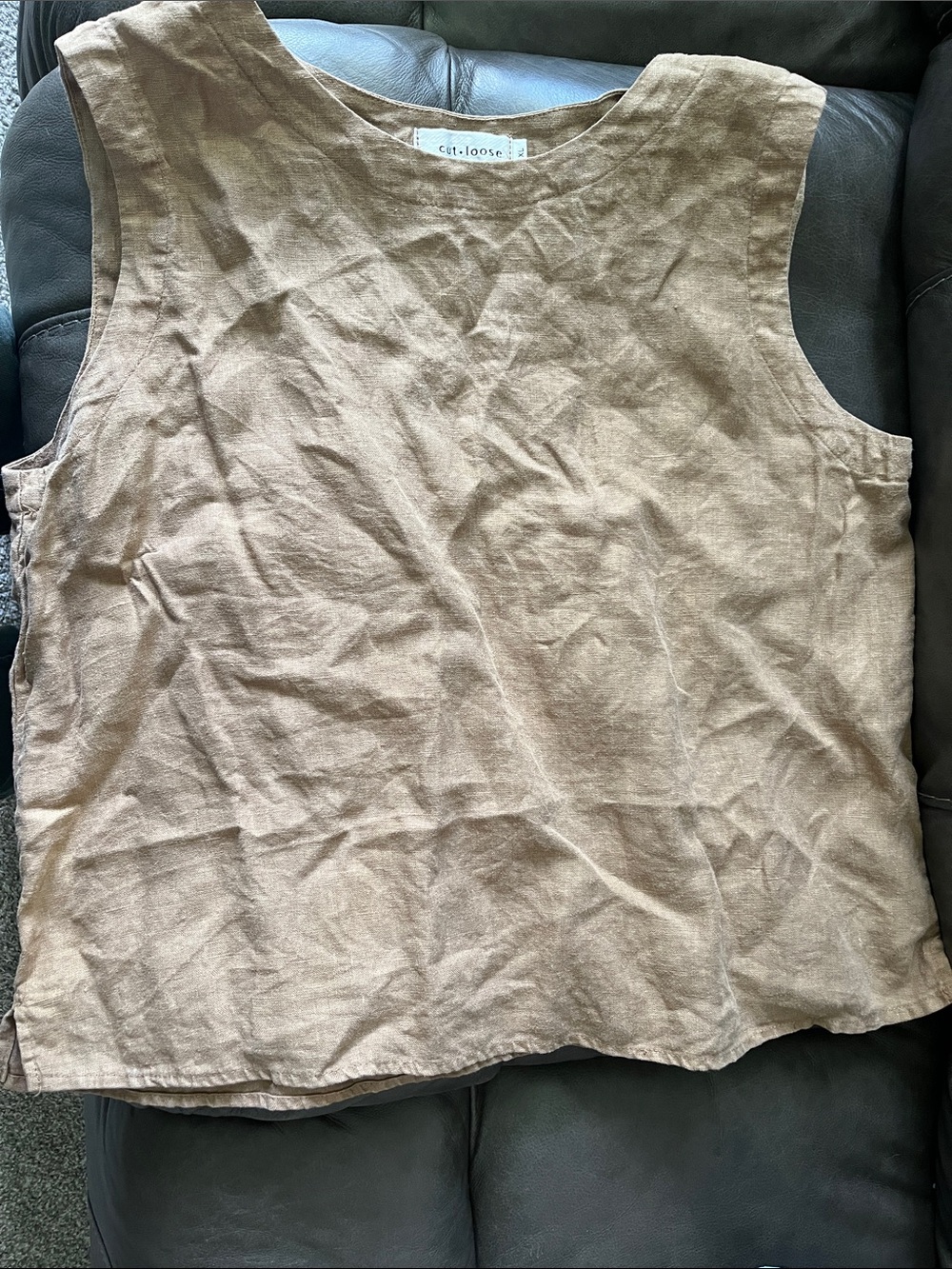 cut loose Tan Linen Tank Top
